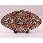 Unique Enameled Oval Dish (Custom Bird & Flower Design) - HE3026